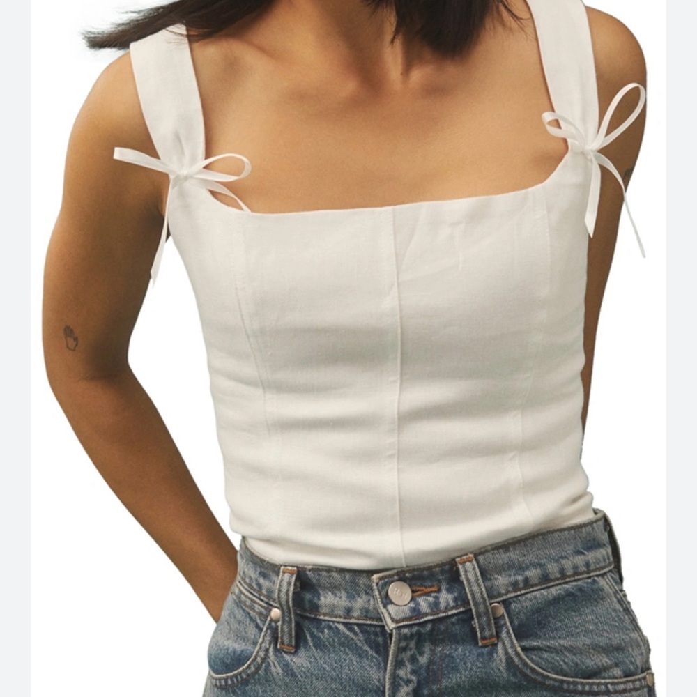 Reformation Ivory Ribbed Top